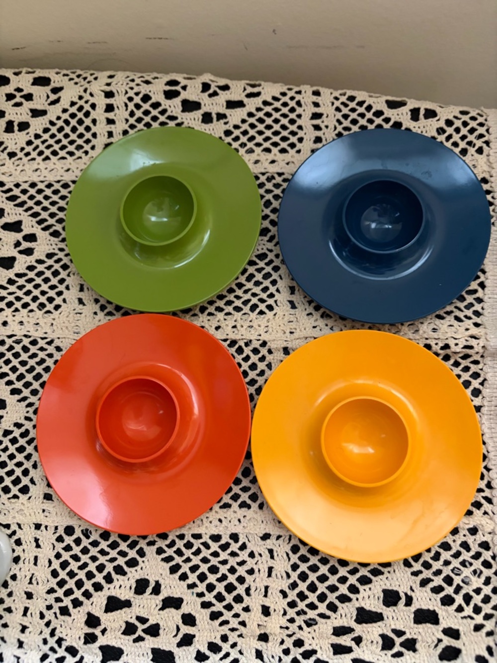 Vintage ROSTI Denmark Mepal Dinnerware Style Melamine set of 4 Egg Cups